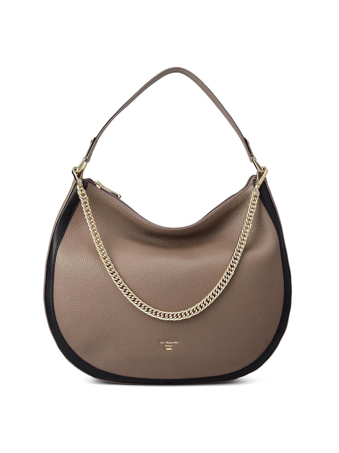 Da Milano Da Milano Textured Leather Half Moon Hobo Bag