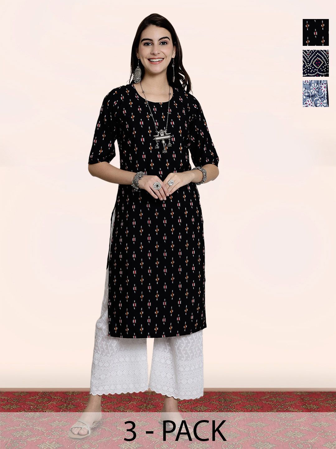 popmantra Women Ethnic Motifs Printed Crepe Kurta