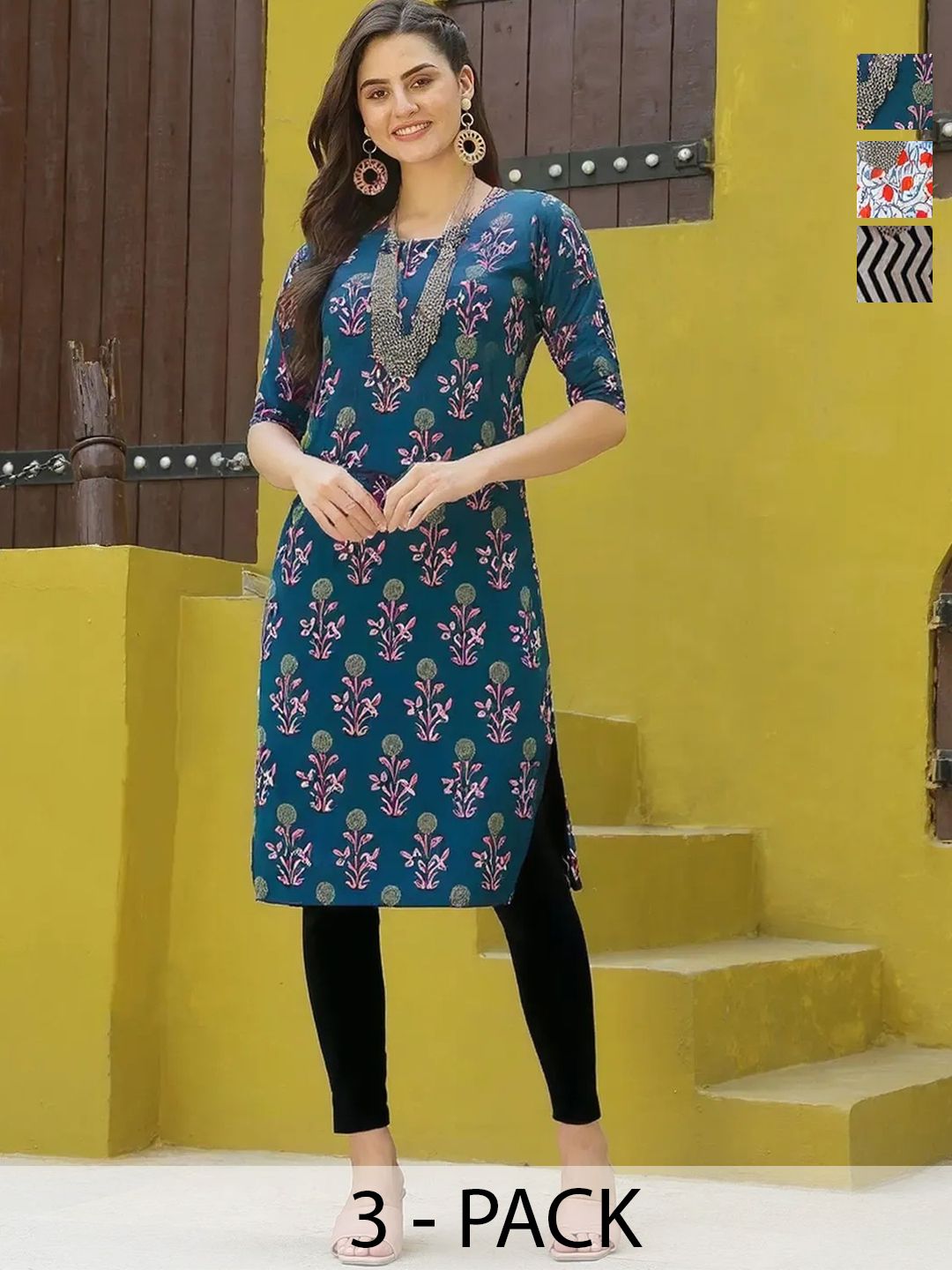popmantra Women Ethnic Motifs Printed Crepe Kurta