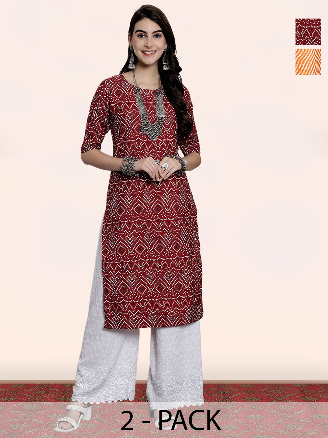 popmantra Women Ethnic Motifs Printed Crepe Kurta