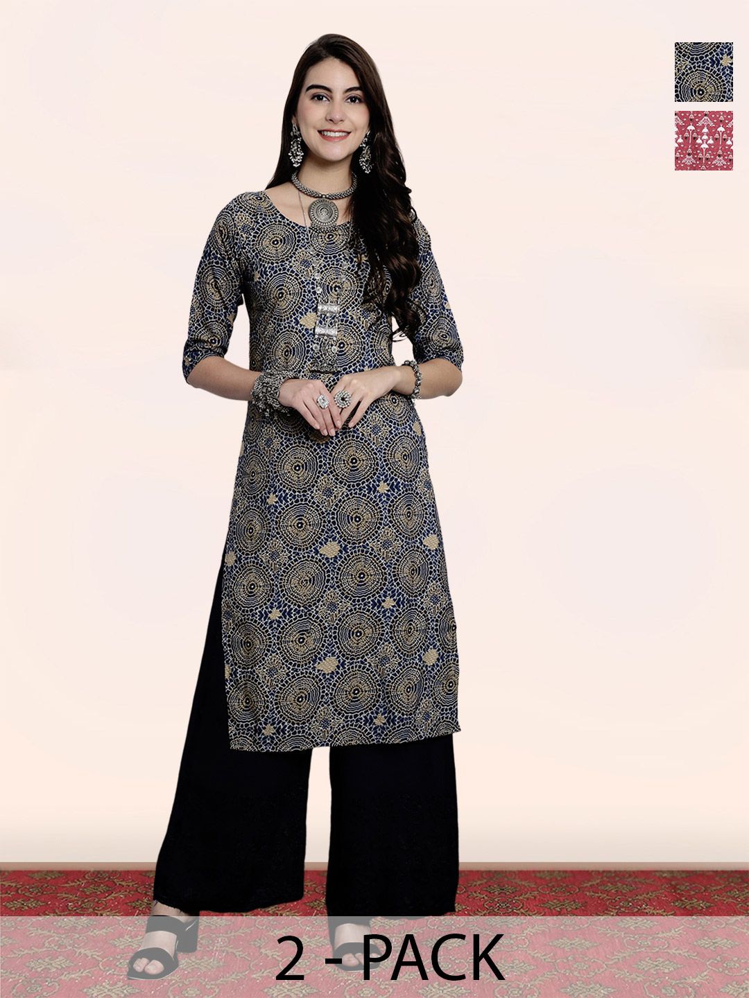 popmantra Women Ethnic Motifs Printed Crepe Kurta