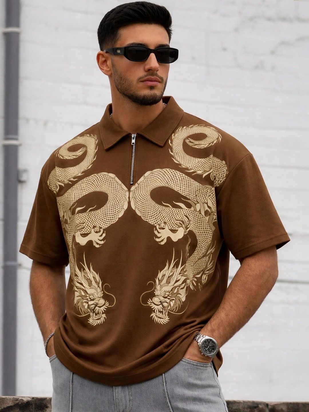 Force Men Printed Polo Collar T-shirt