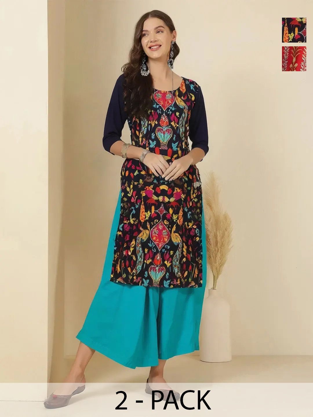 popmantra Women Ethnic Motifs Printed Crepe Kurta