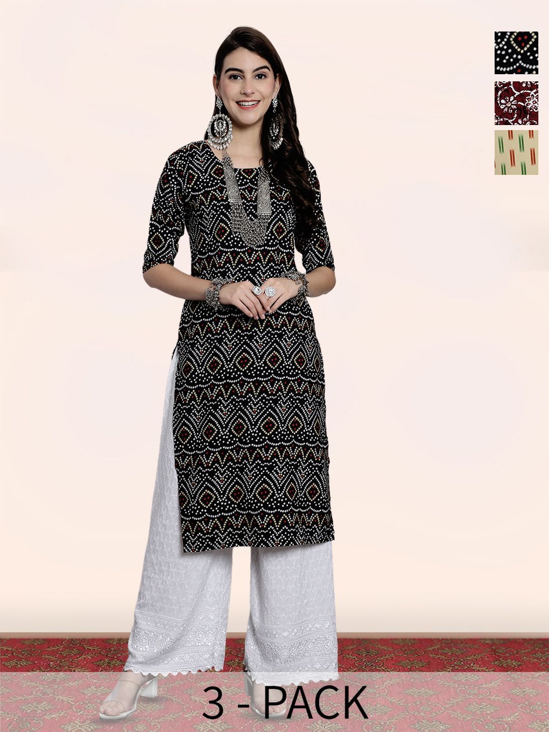 popmantra Women Ethnic Motifs Printed Crepe Kurta