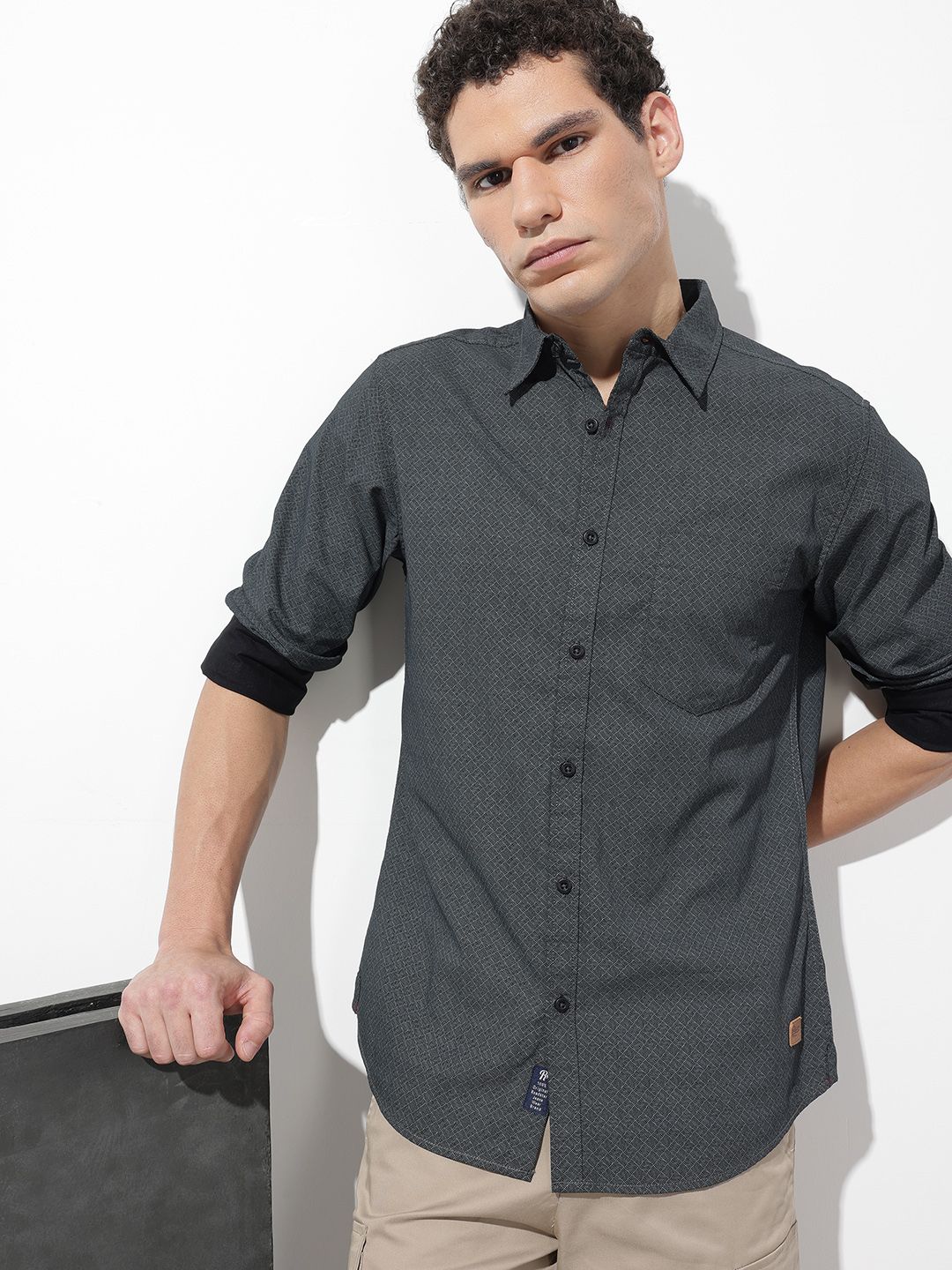 The Roadster Life Co. Pure Cotton Geometric Printed Casual Shirt