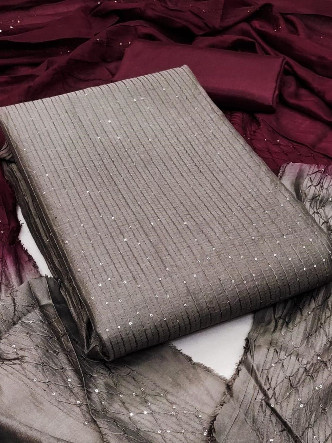 Panzora Embroidered Art Silk Unstitched Dress Material