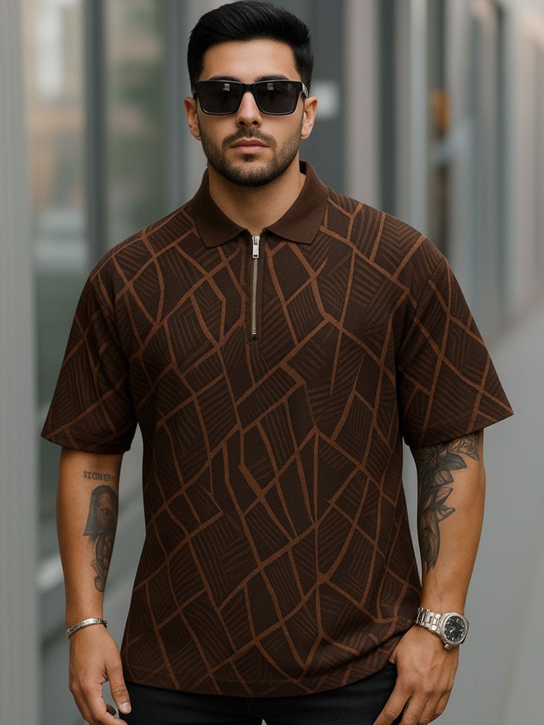 Force Men Printed Polo Collar T-shirt
