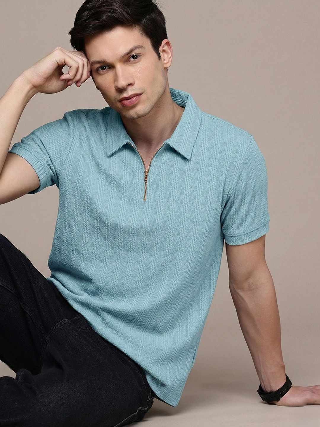 COMBRAIDED Men Polo Collar 3D Chassis T-shirt