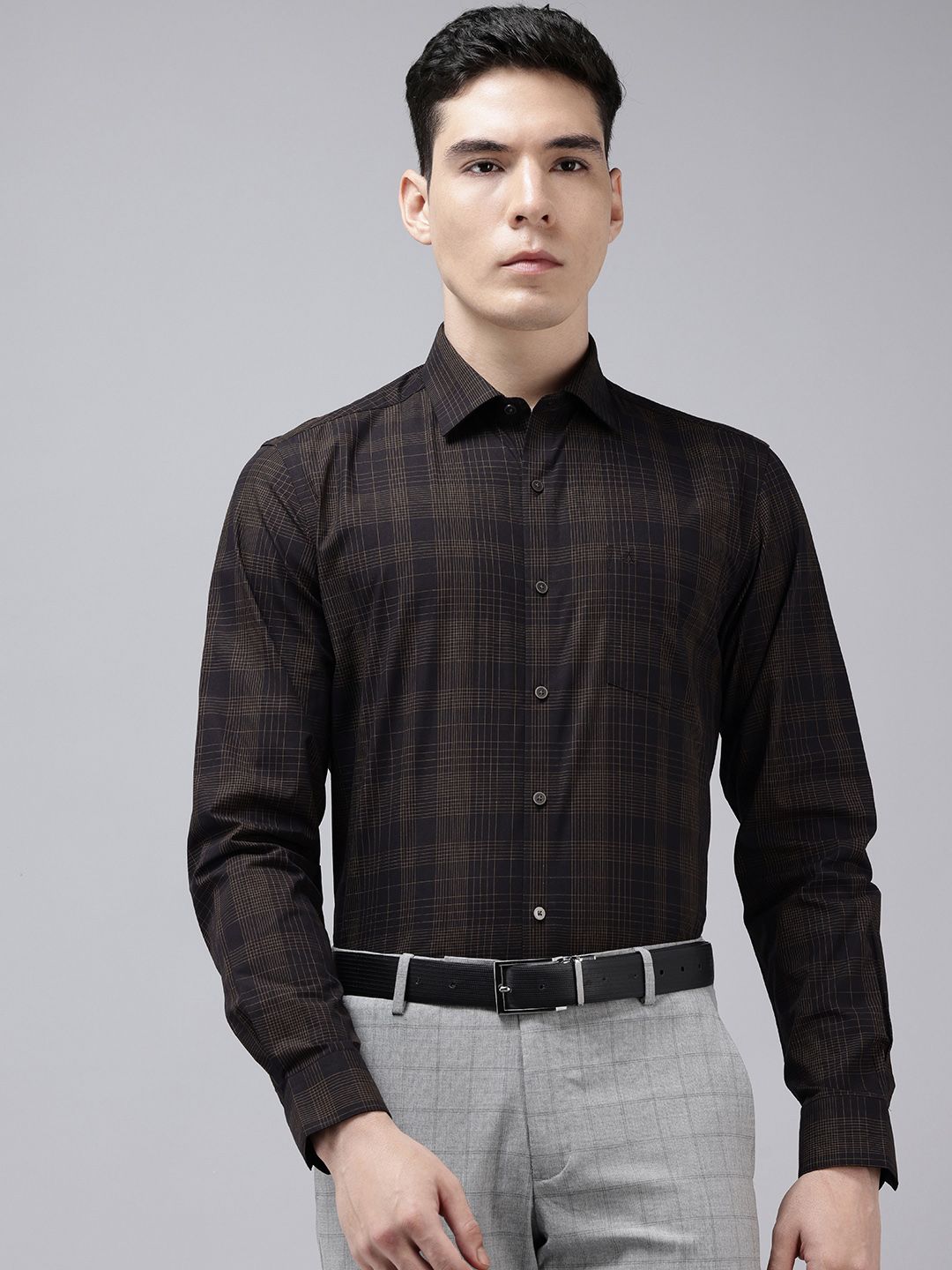 Arrow Arrow Manhattan Slim Fit Tartan Checked Pure Cotton Formal Shirt