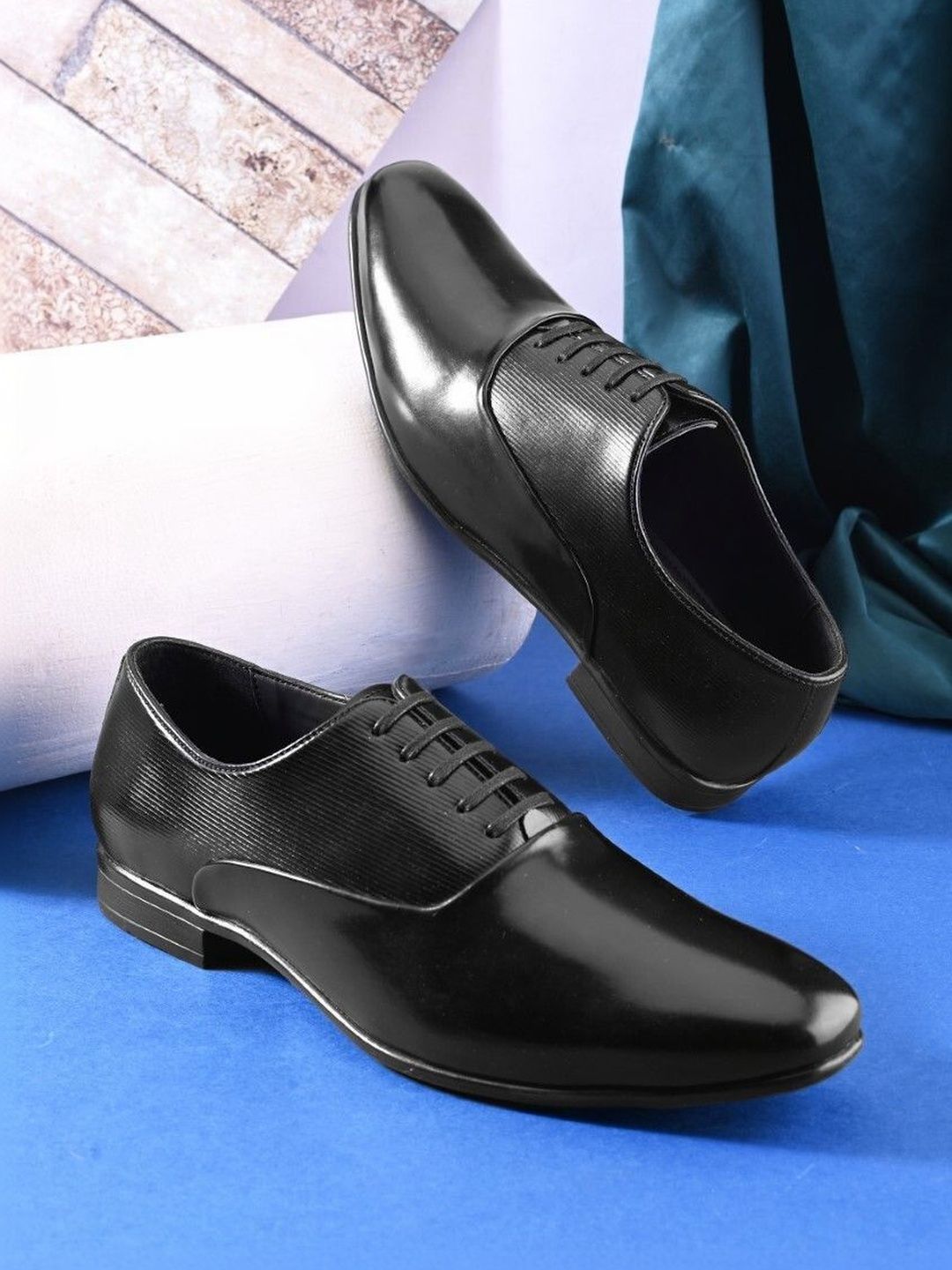 House of Pataudi Men Leather Lace-Ups Oxford Formal Shoes