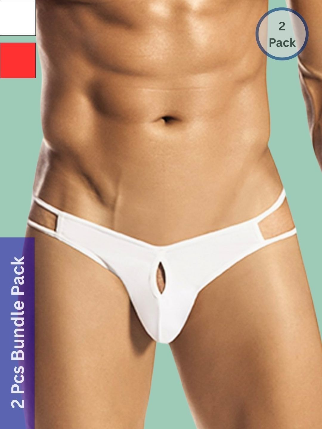 BE IN LOVE Pack of 2 Solid Polyester Mid-rise Inner Elastic Thongs Briefs