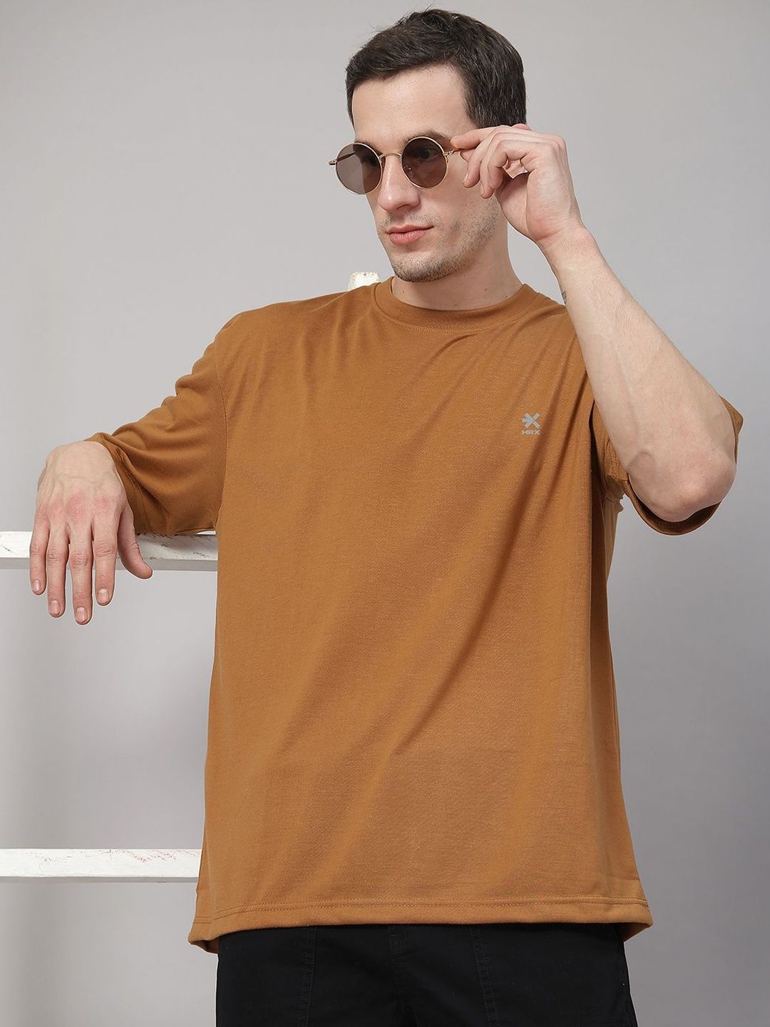 HRX by Hrithik Roshan Men Brand Logo Drop-Shoulder Sleeves T-shirt