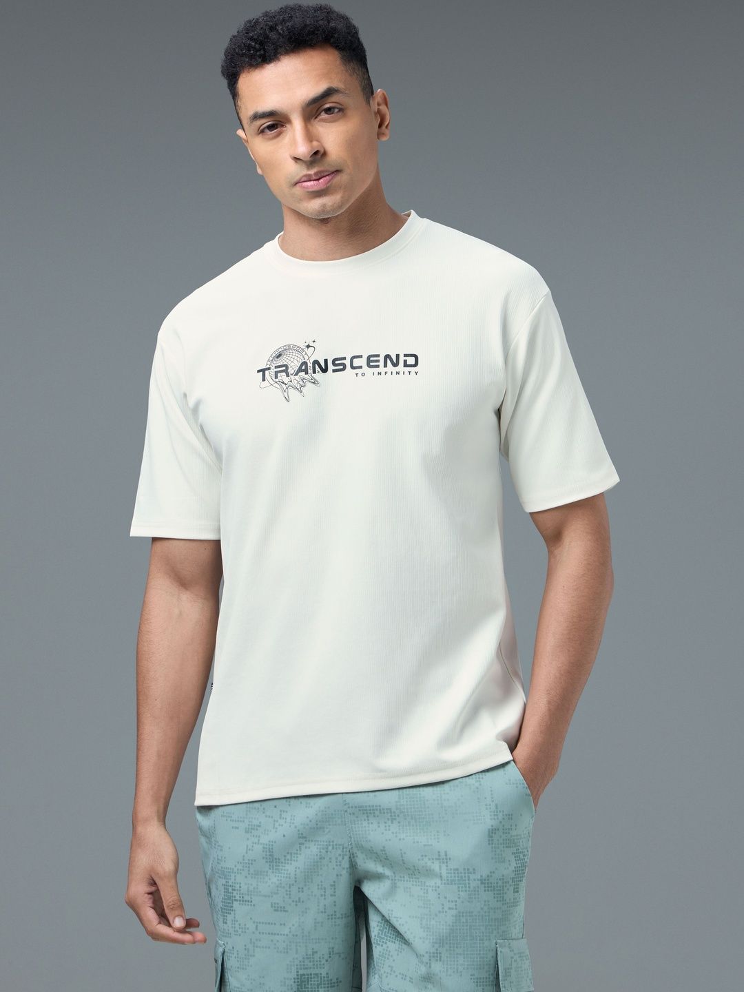 Technosport Men Typography Printed Anti Static Slim Fit T-shirt
