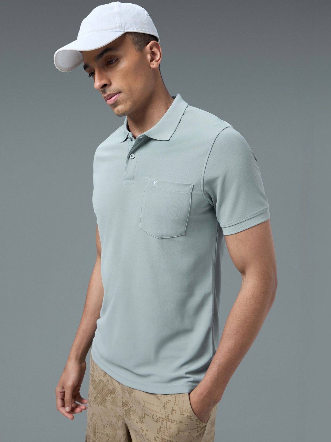 Technosport Men Polo Collar Anti Static Pockets Slim Fit T-shirt