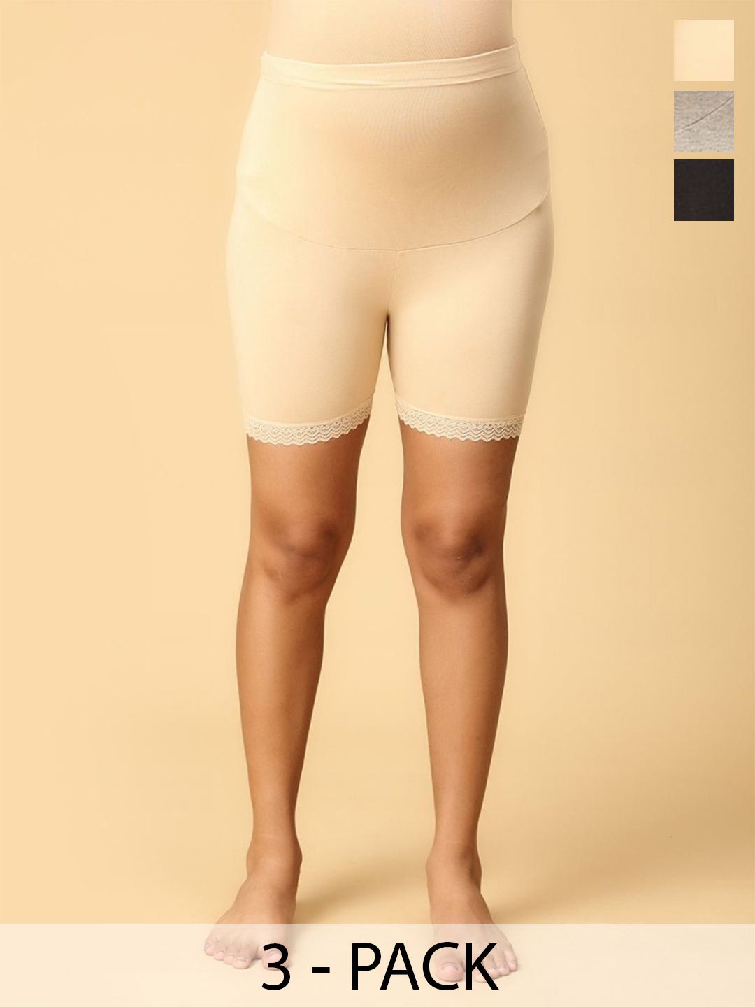 The Mom Store Pack Of 3 High Rise Maternity Boy Shorts Briefs