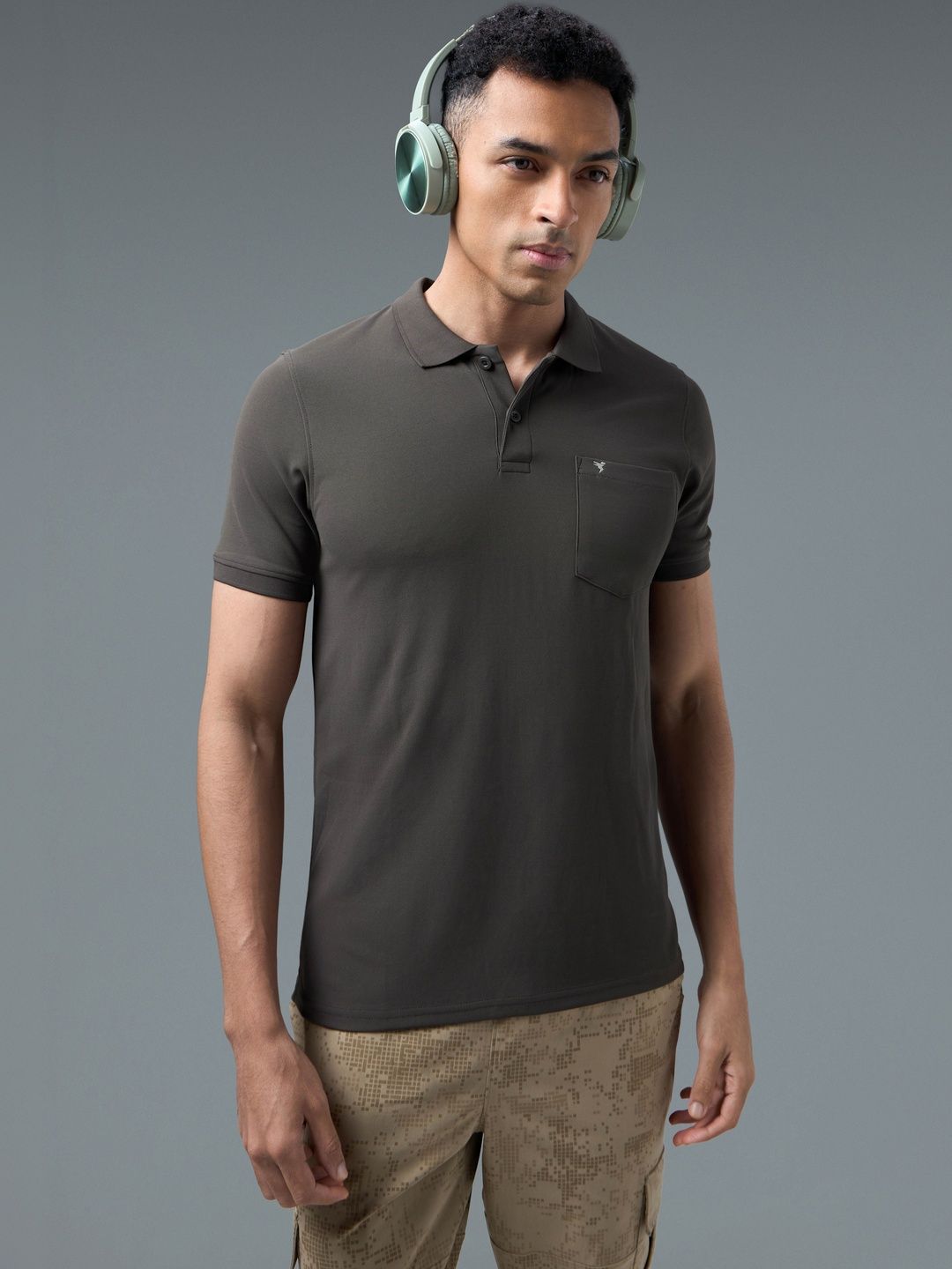 Technosport Men Polo Collar Anti Static Pockets Slim Fit T-shirt