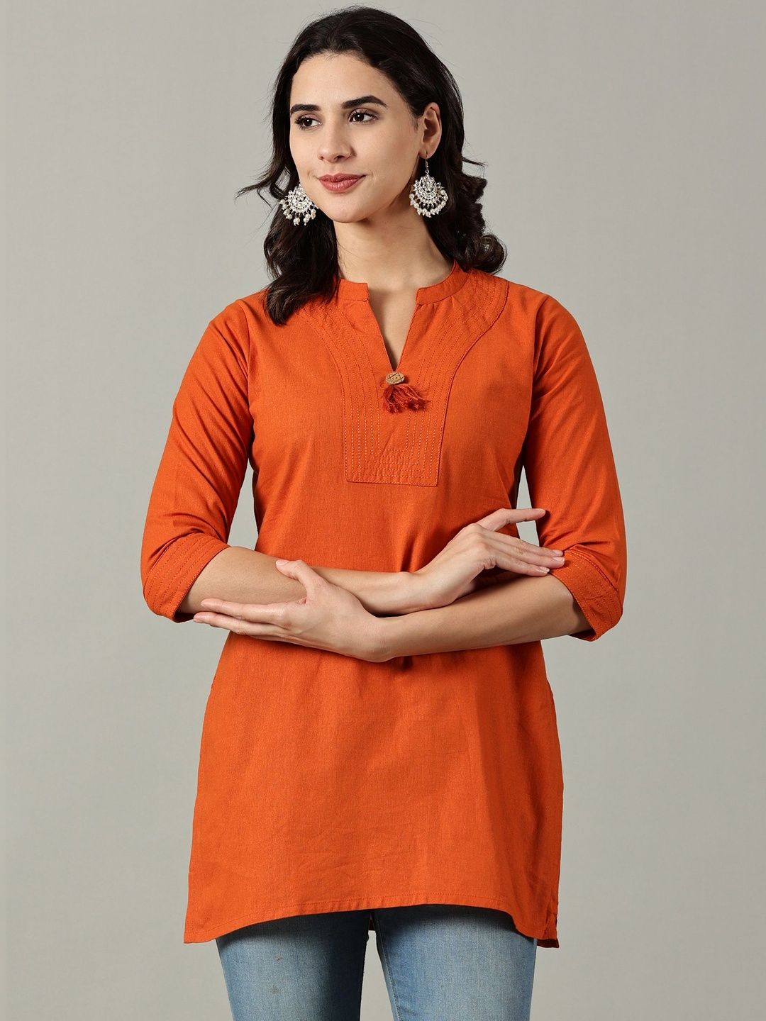 Sadda Fashion Cotton Embroidered Thread Work Short Kurti