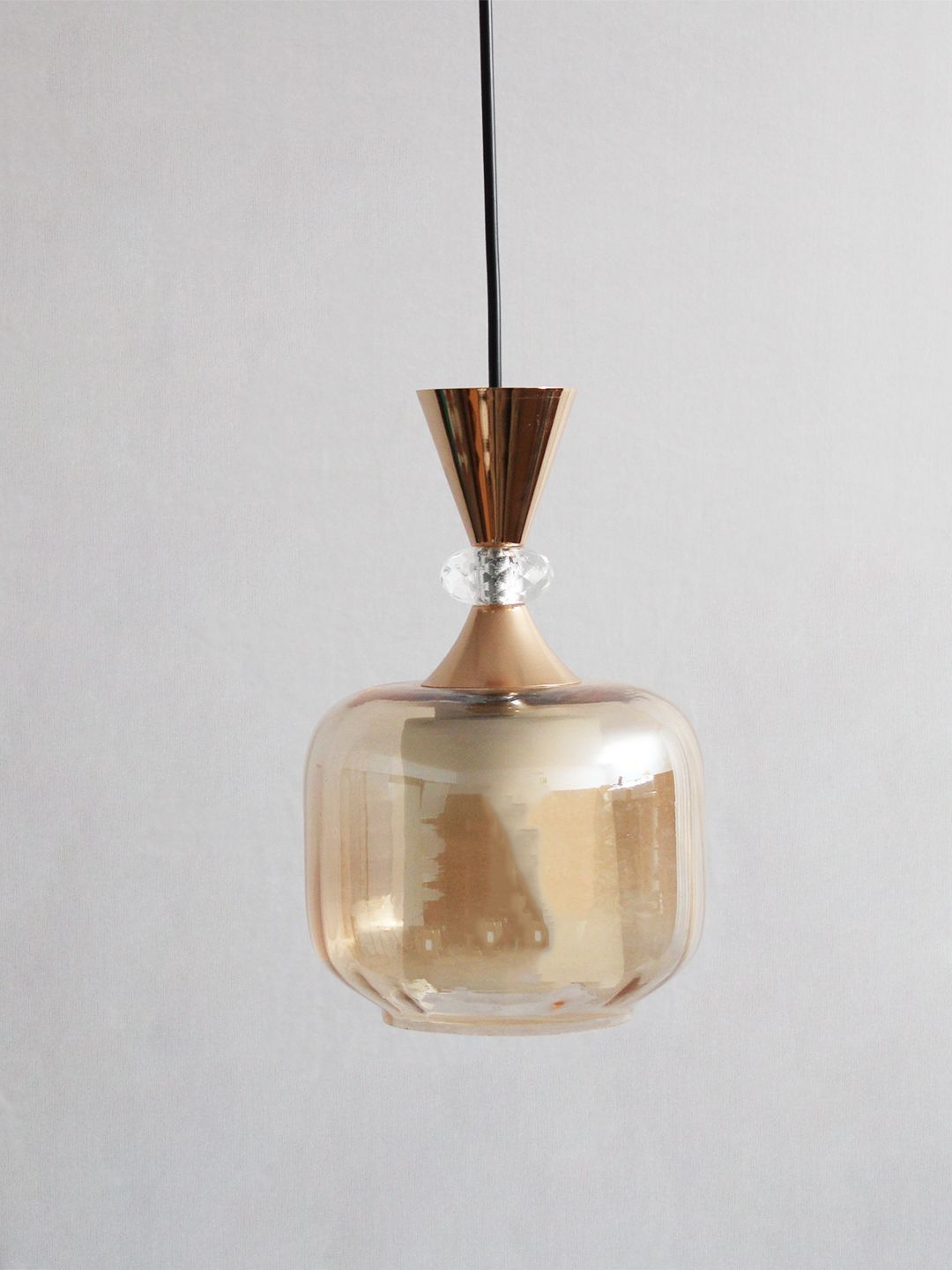 SHREE KALA HOME DECOR Gold-Toned & Gold-Toned Iron Contemporary Ceiling Lamp