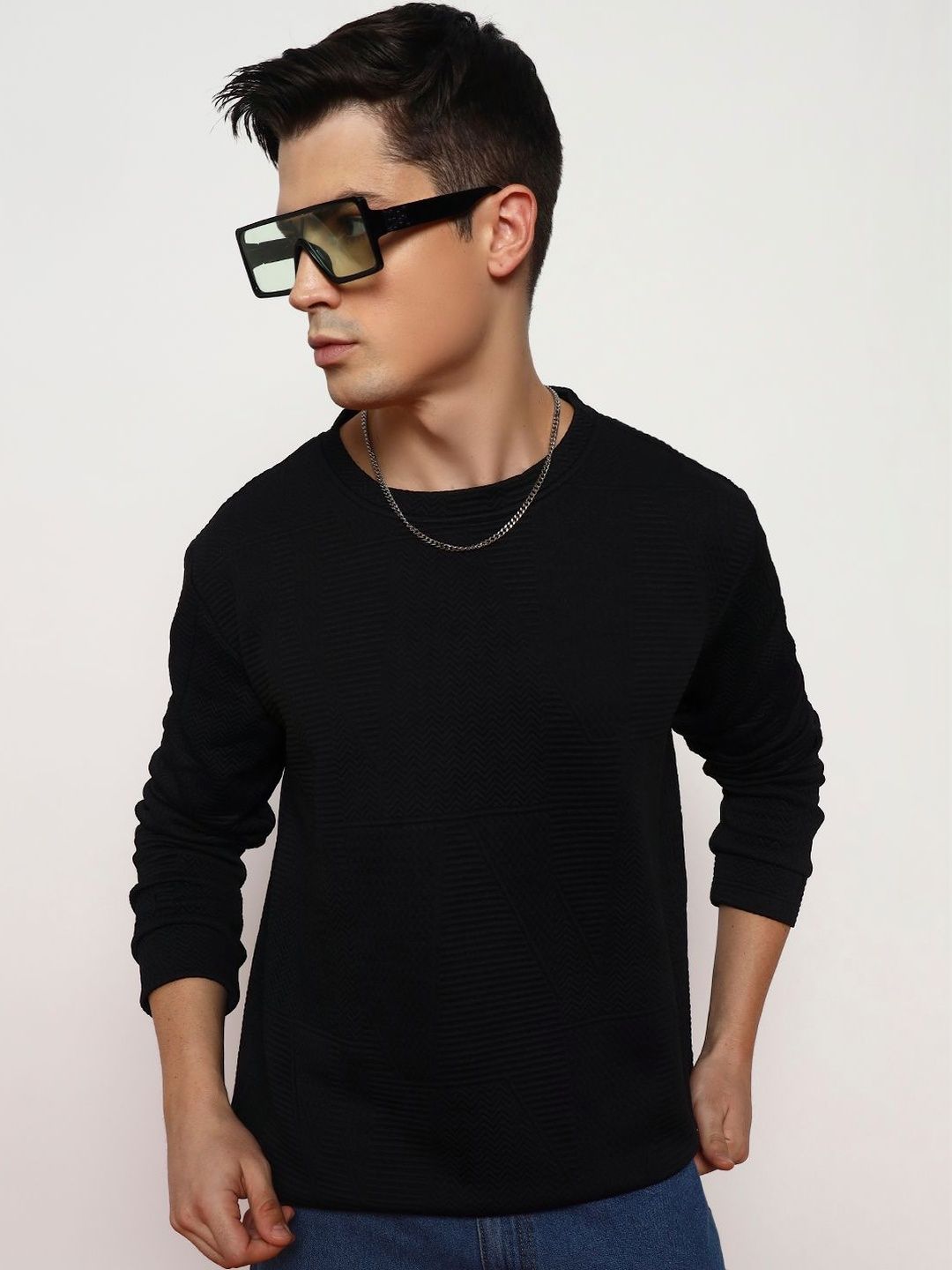 GENZILOOKS Men Textured Organic Cotton Sweatshirt