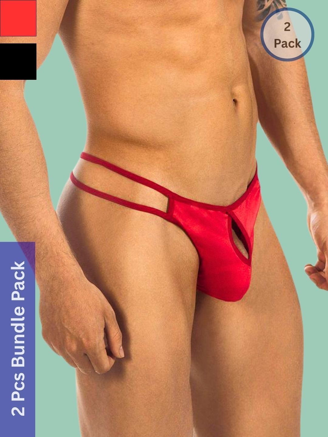 BE IN LOVE Pack of 2 Solid Polyester Mid-rise Inner Elastic Thongs Briefs