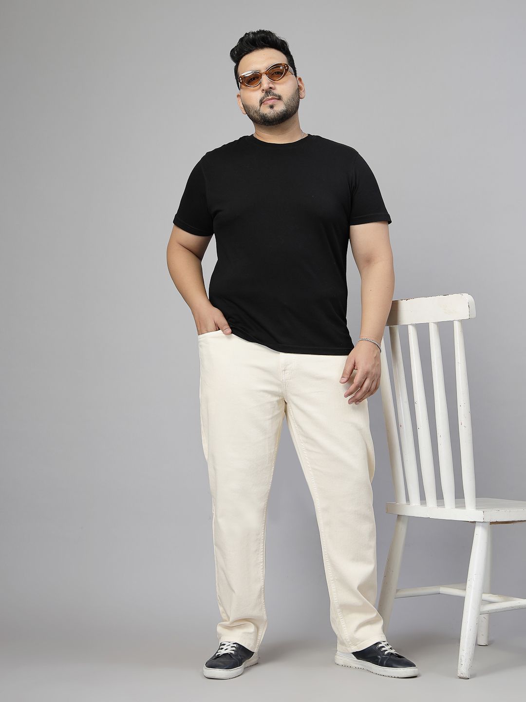 Style Quotient Men Plus Size Narrow Tapered Fit Mid-Rise Stretchable Jeans