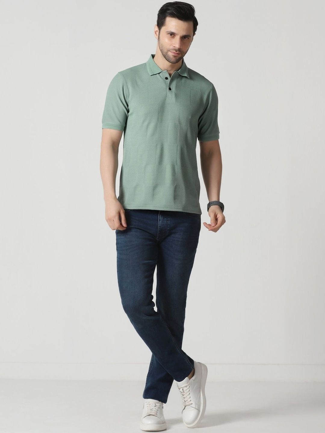R.Code by The Roadster Life Co. Men Polo Collar T-shirt