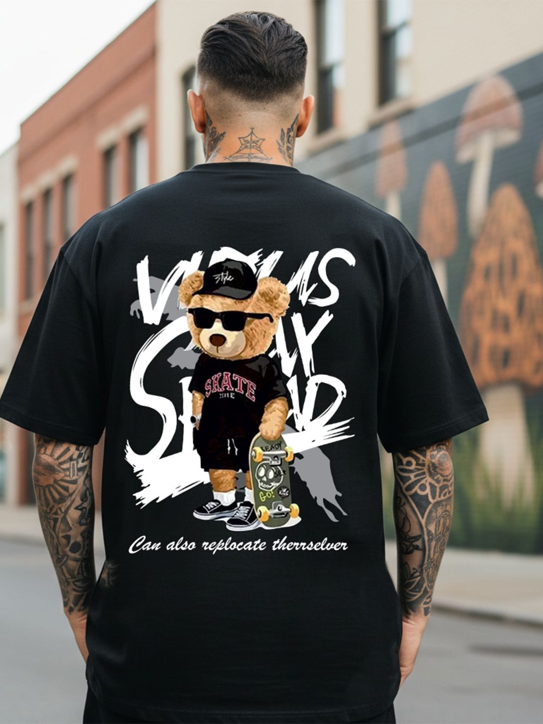LONDON STREETS Men Printed Drop-Shoulder Sleeves T-shirt