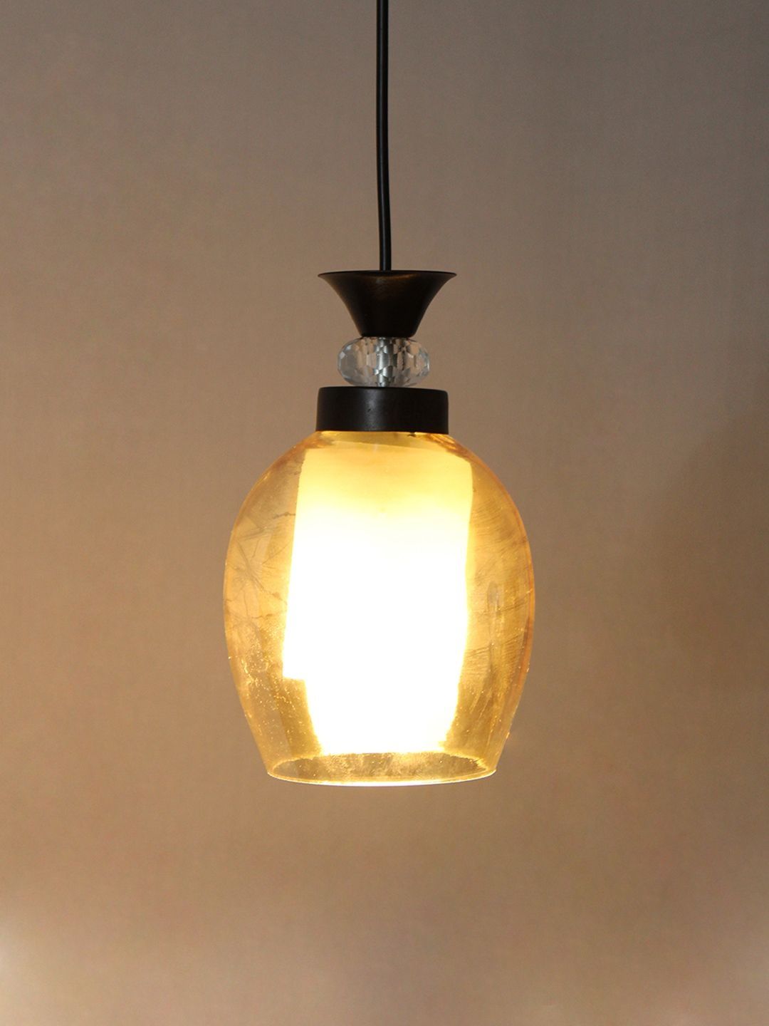 SHREE KALA HOME DECOR Black & Copper-Toned Iron Contemporary Ceiling Lamp