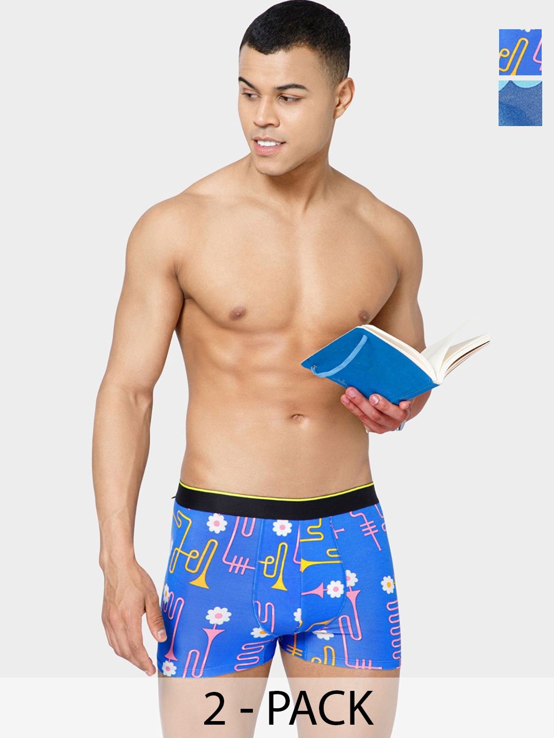bummer Men Pack Of 2 Printed Trunks with Outer Elastic