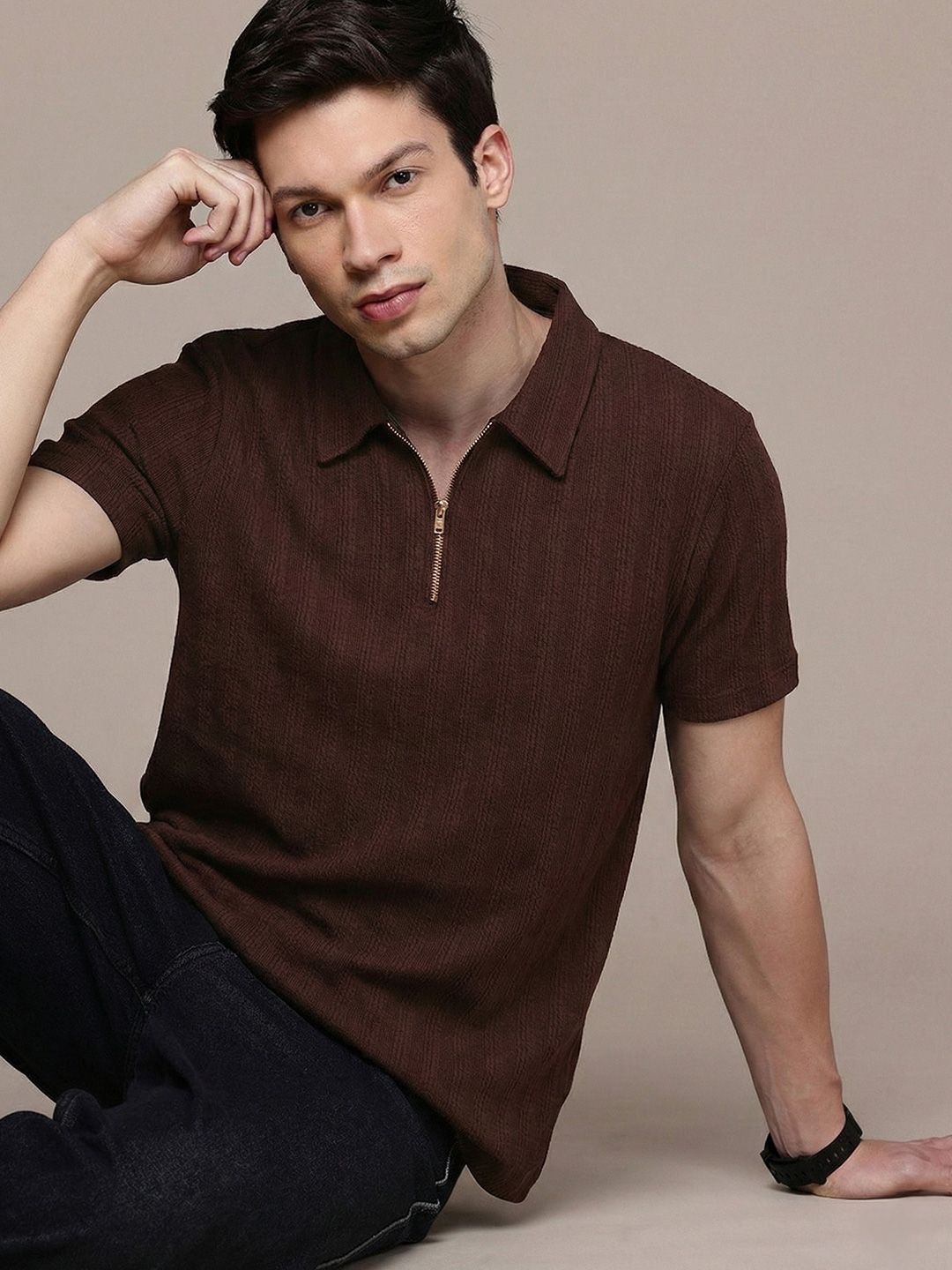 COMBRAIDED Men Polo Collar 3D Chassis T-shirt