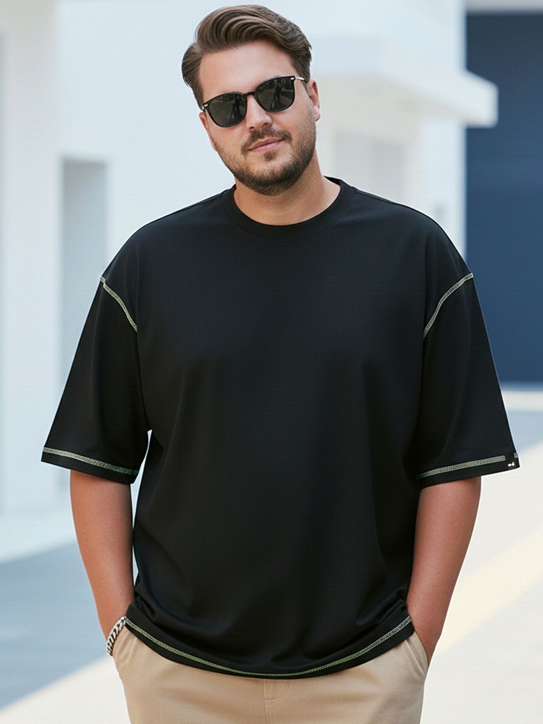 Bewakoof Plus Plus Size Round Neck Pure Cotton Oversized T-shirt