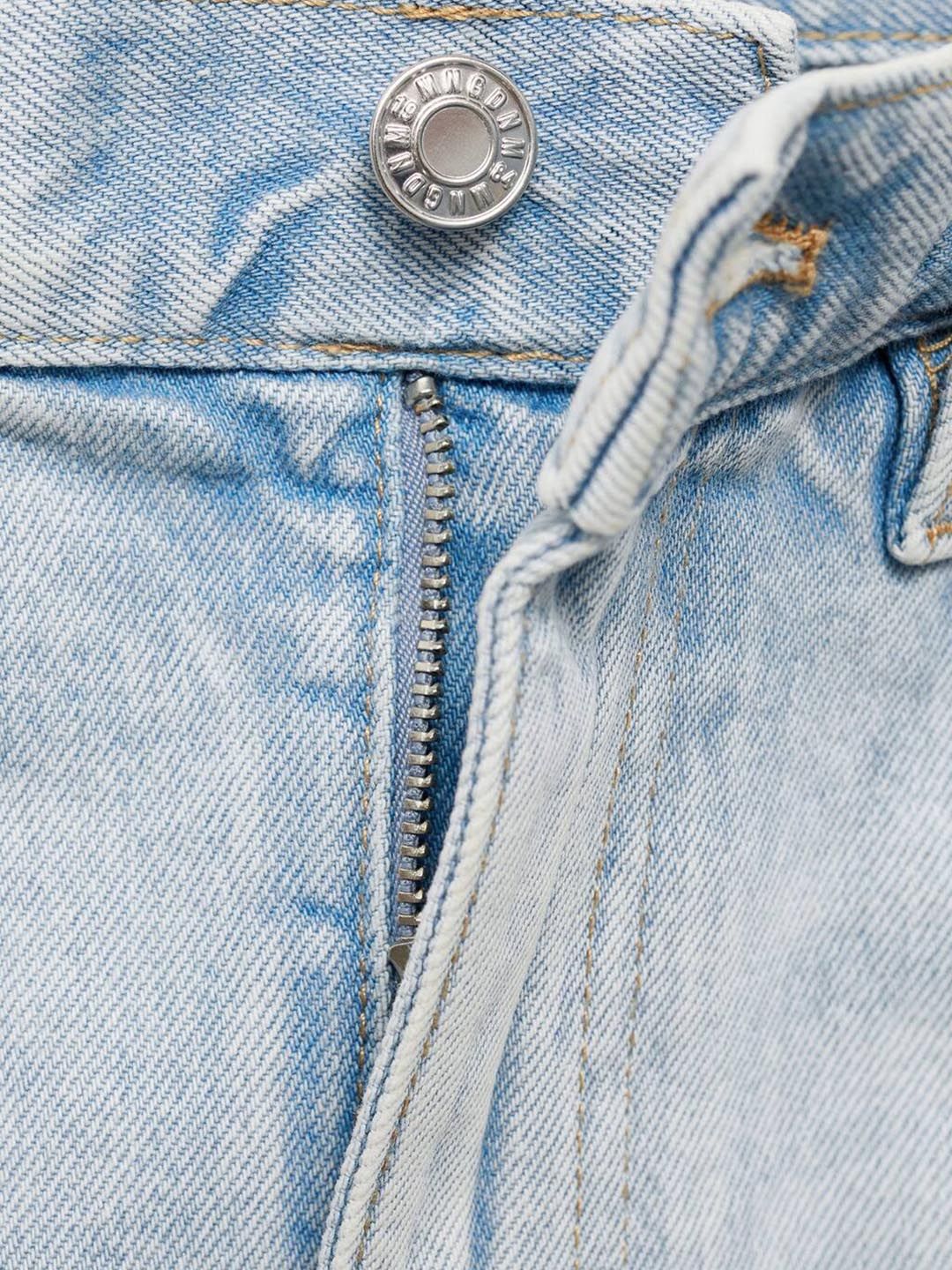 Mid-Rise Light Fade Pure Cotton Denim Mini Skirt with Frayed Hem