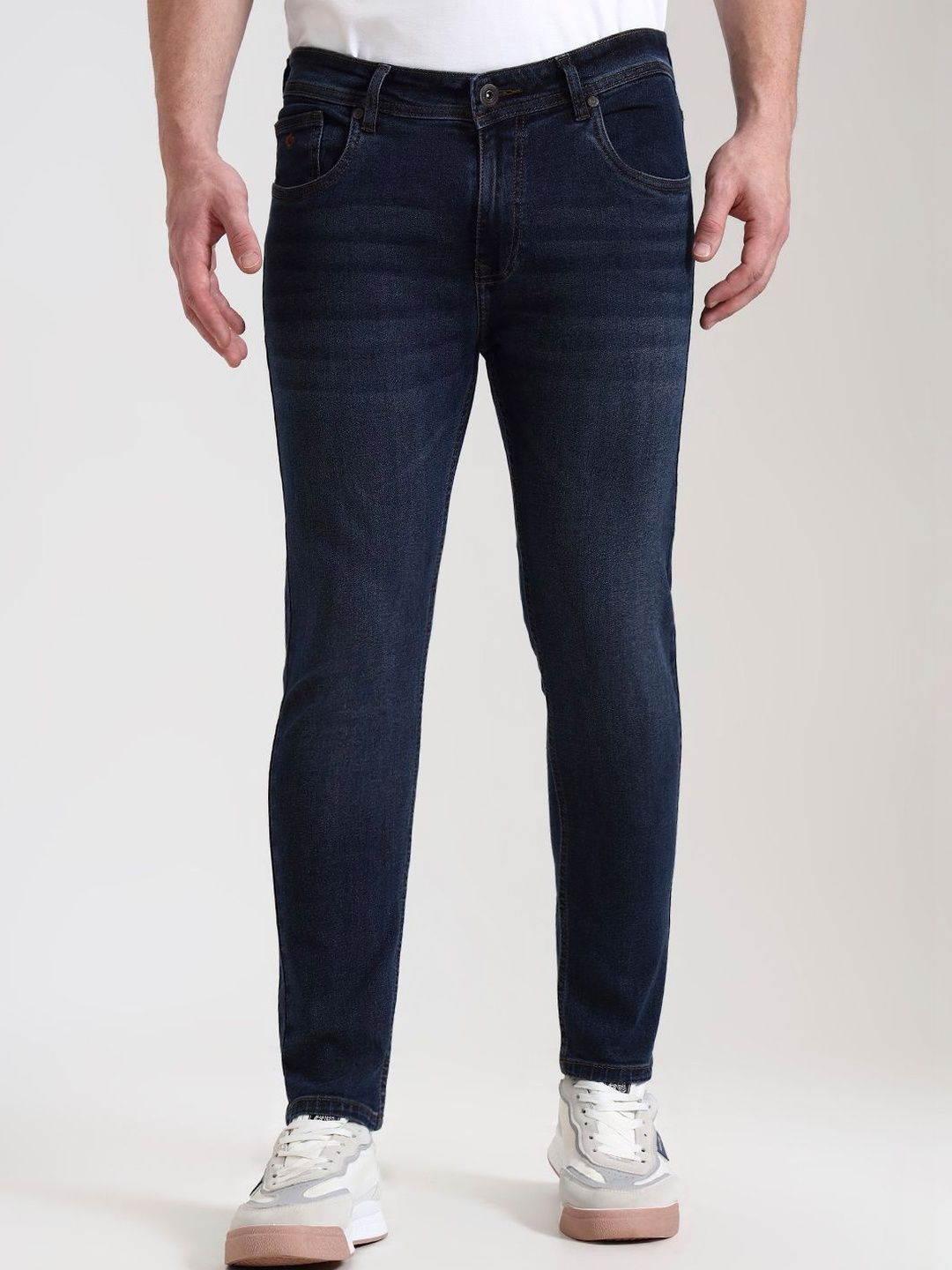 Greenfibre Men Slim Fit Mid-Rise Light Fade Stretchable Jeans
