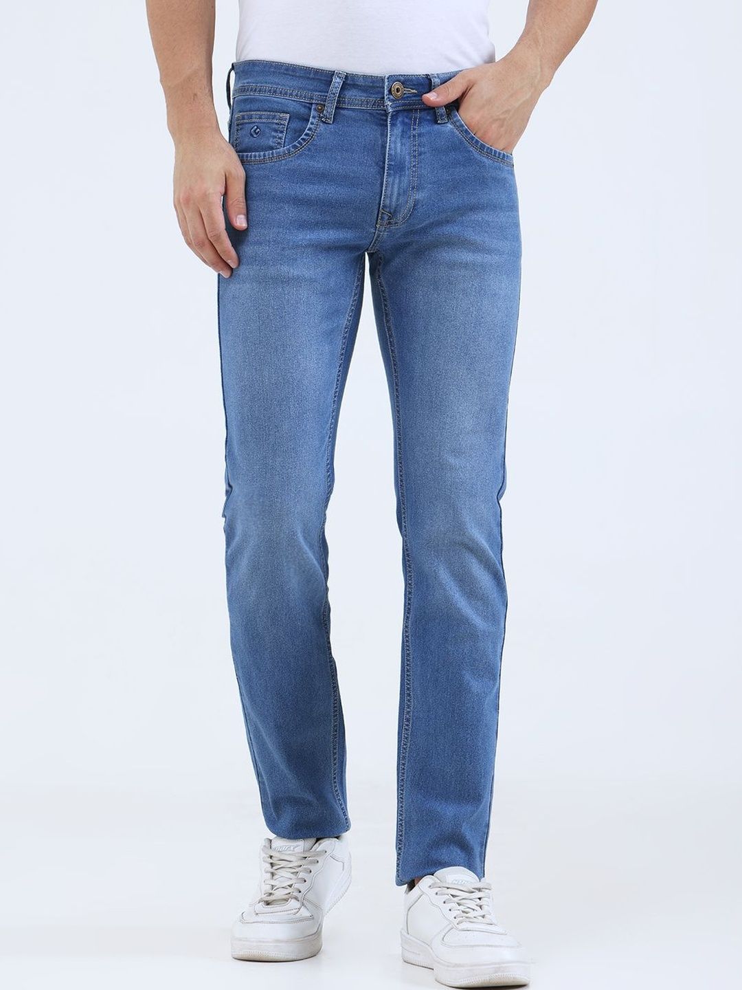Greenfibre Men Slim Fit Mid-Rise Light Fade Jeans