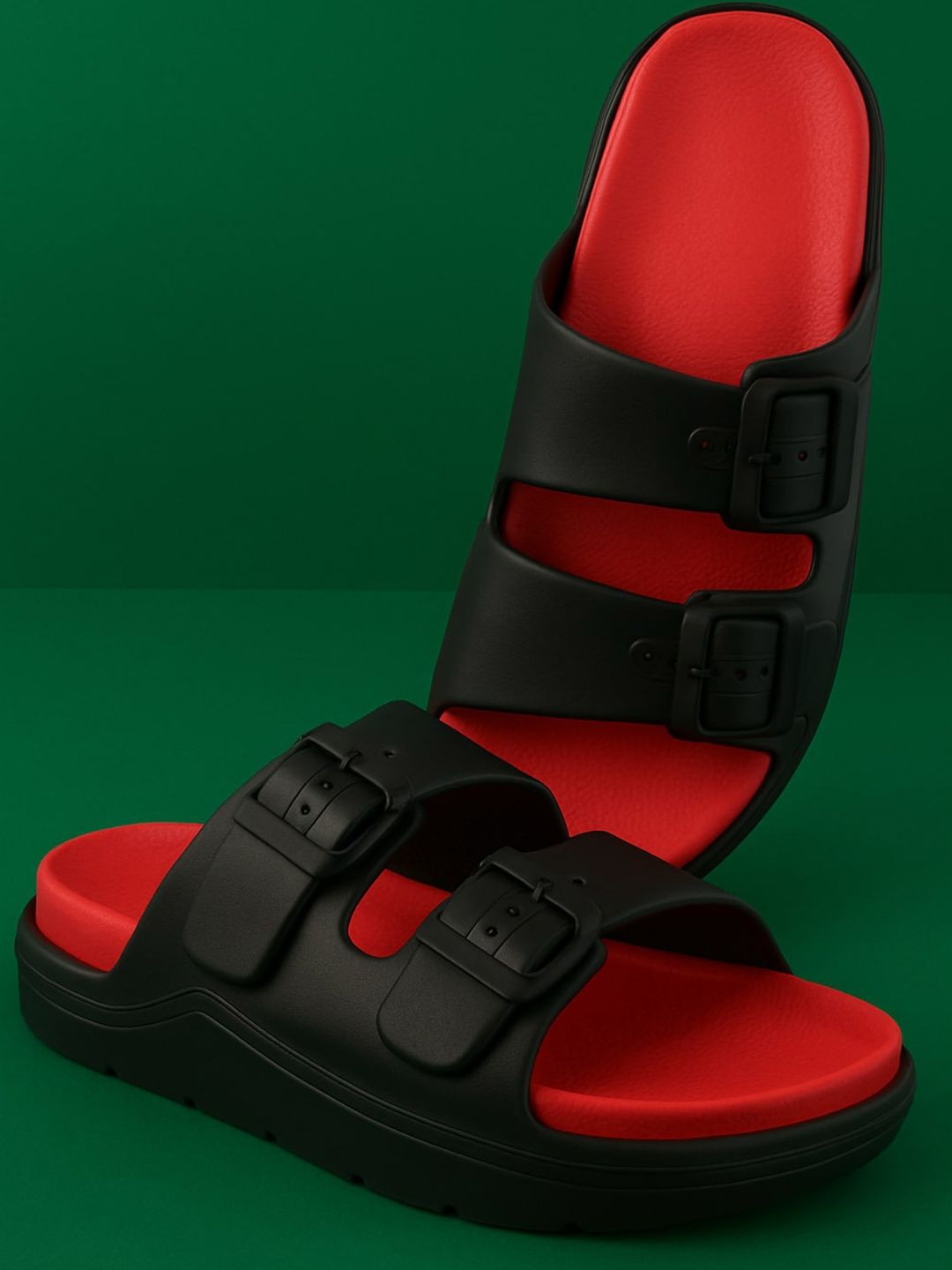 glitchez Men EVA Lightweight Sliders With Buckle Detail