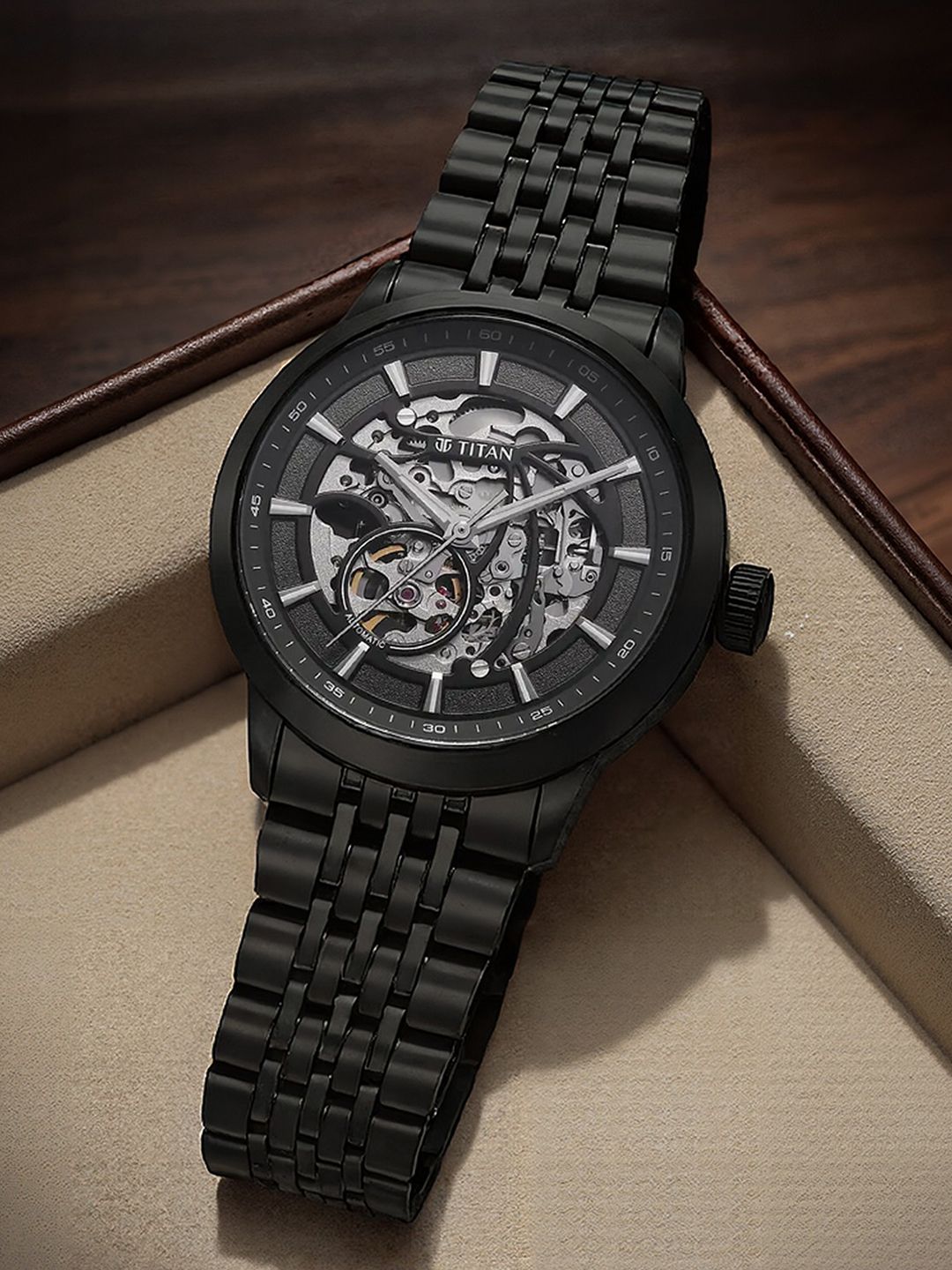 Buy Titan Men Skeleton Dial & Stainless Steel Straps Analogue