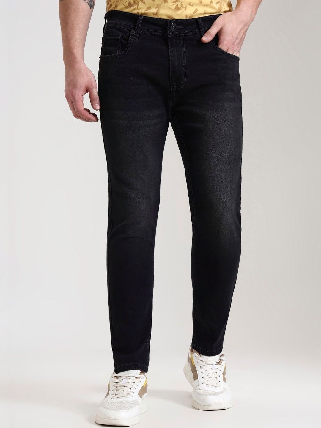 Greenfibre Men Slim Fit Mid-Rise Light Fade Jeans
