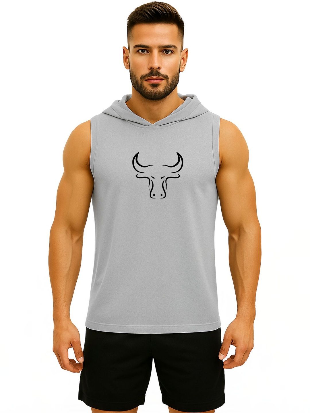 3Colors Men Printed Hooded Neck Innerwear Vests
