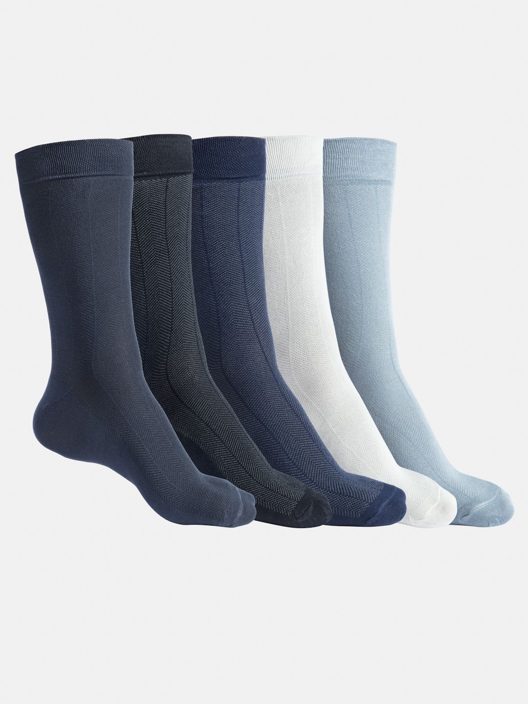 Texlon Men Pack Of 5 Assorted Calf-Length Bamboo Socks