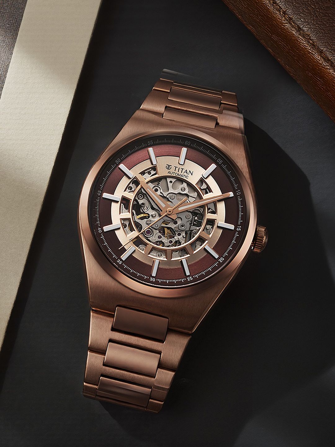 Buy Titan Men Skeleton Dial & Stainless Steel Straps Analogue