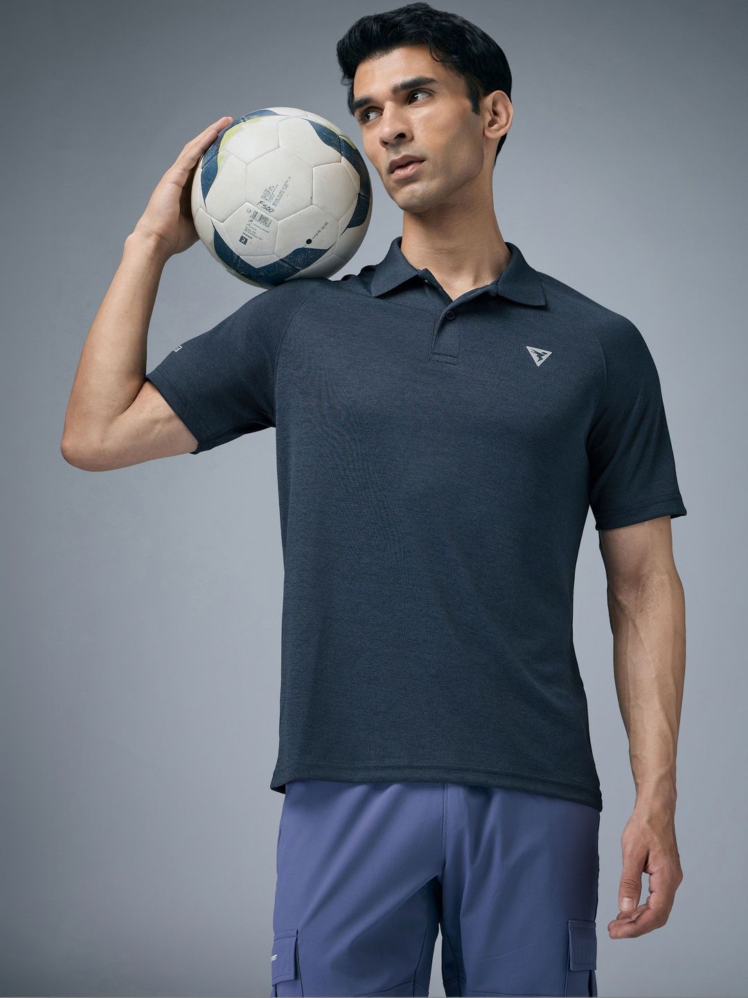 Technosport Men Brand Logo Polo Collar Antimicrobial Slim Fit T-shirt
