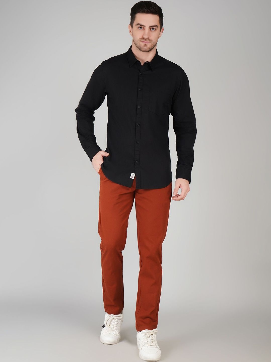 The Roadster Lifestyle Co Spread Collar Pure Cotton Shirt