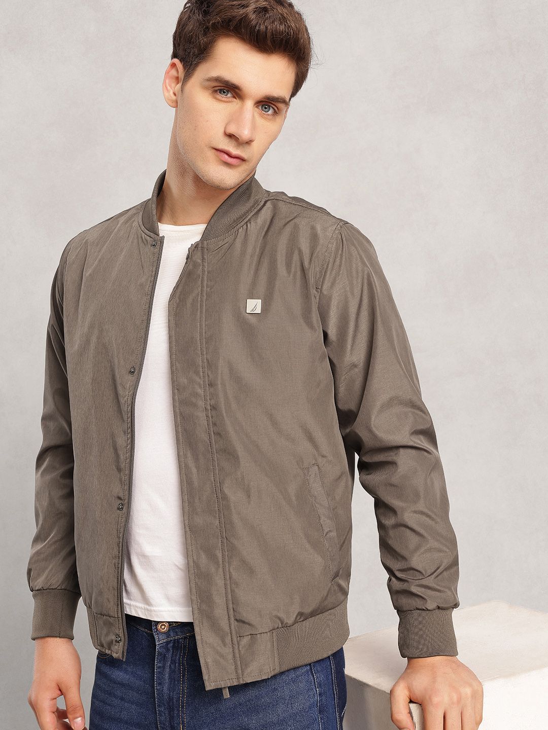 Nautica Stand Collar Bomber Jacket