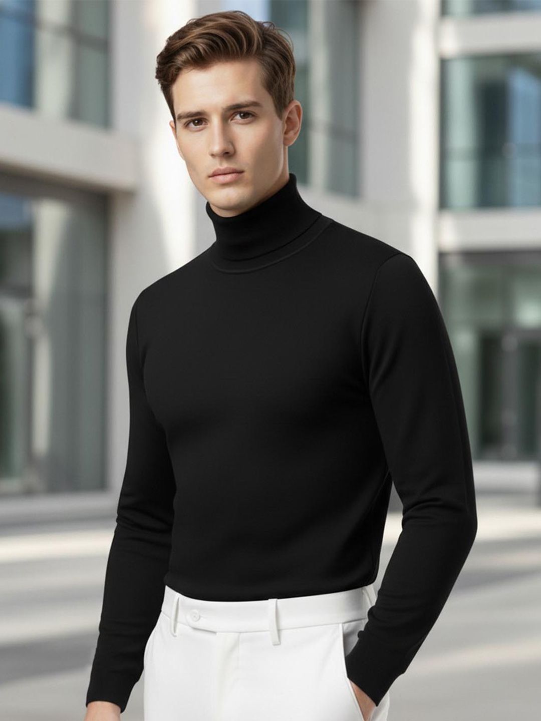 Leotude Men Turtle Neck T-shirt