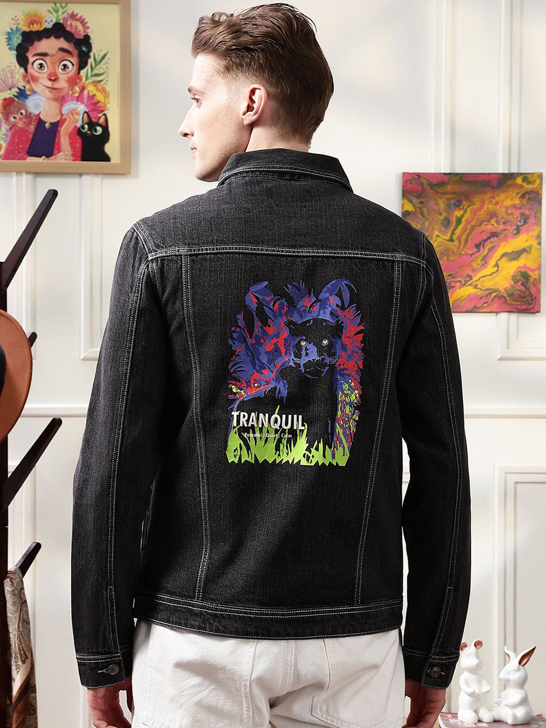 Eszett Men Graphic Printed Denim Jacket