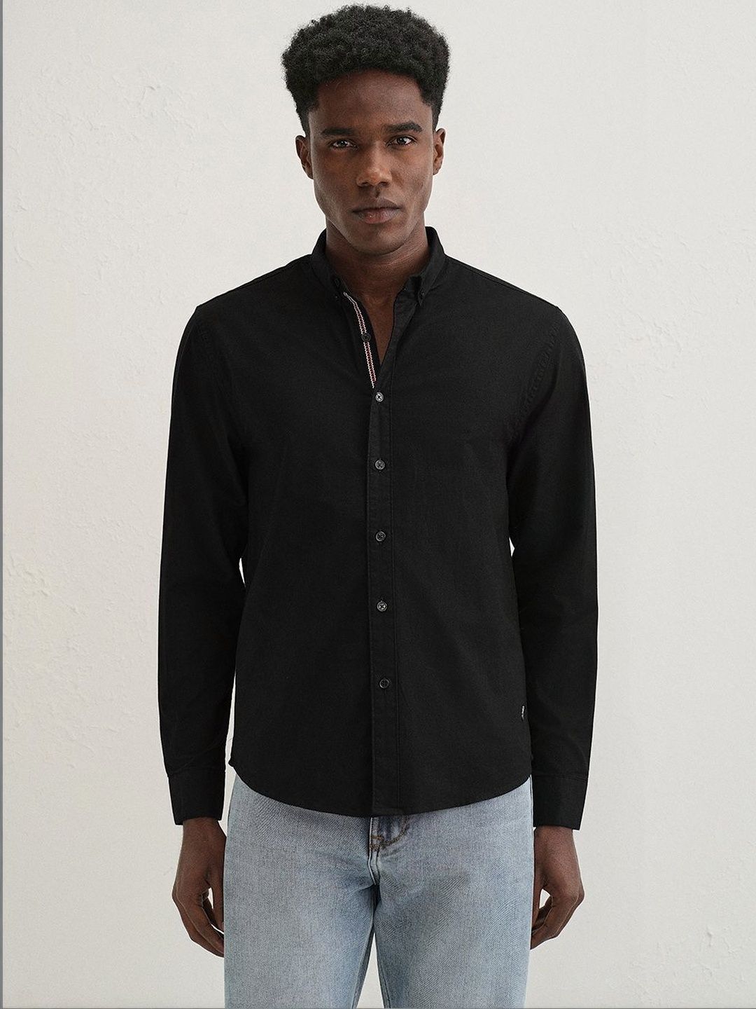 Banana Club Contrast Placket Cotton Long Sleeves Shirt