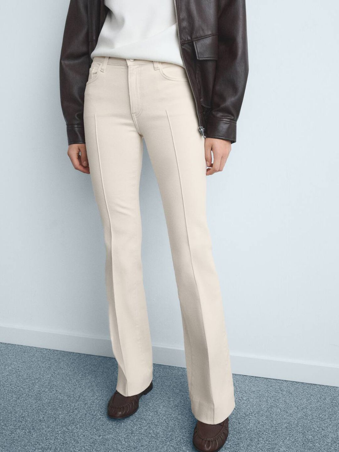 Mid-Rise Bootcut Stretchable Jeans with Front Seam
