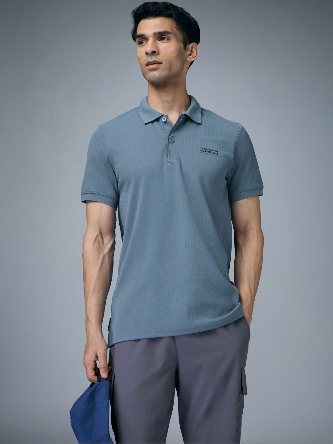Technosport Men Polo Collar Antimicrobial Slim Fit T-shirt