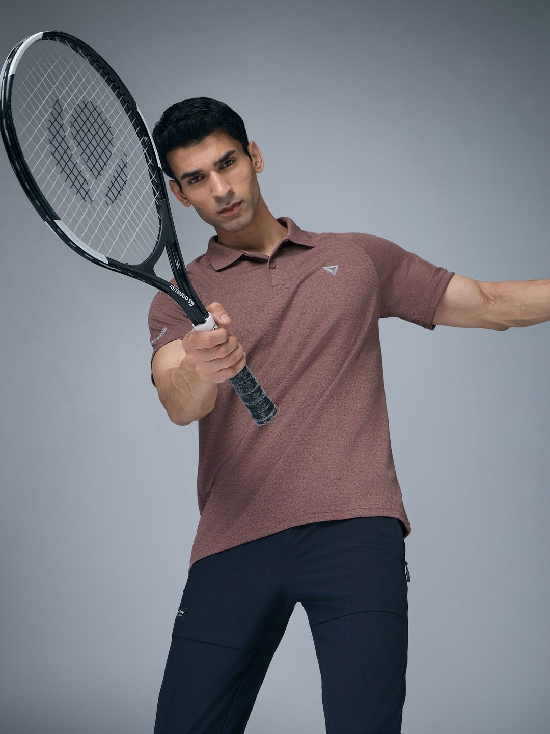 Technosport Men Brand Logo Polo Collar Antimicrobial Slim Fit T-shirt