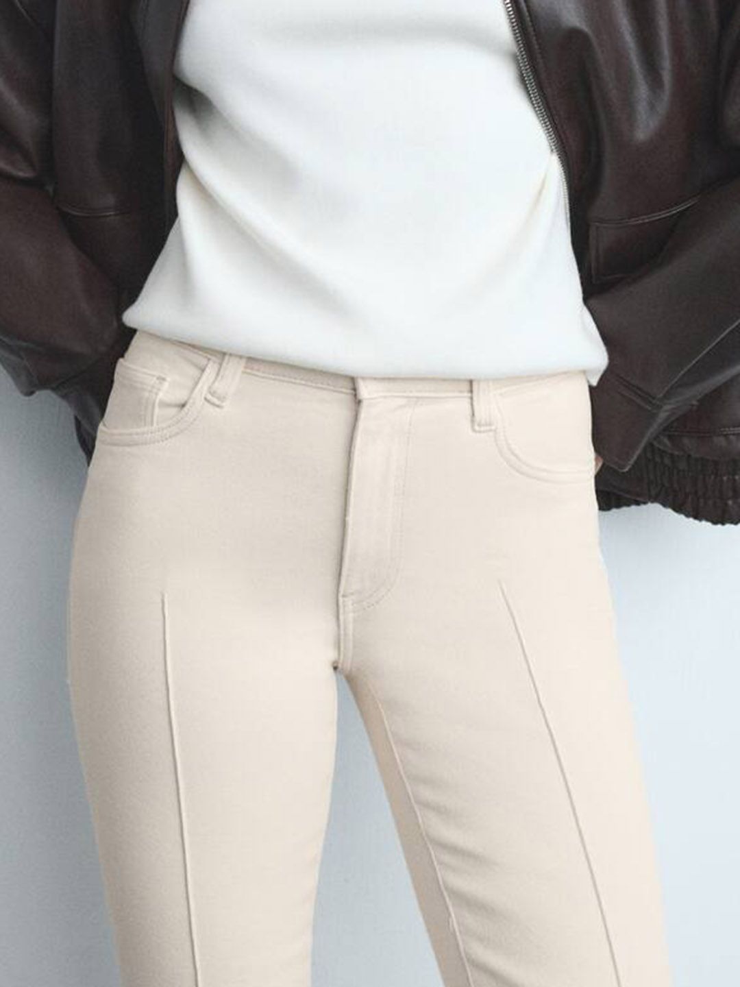 Mid-Rise Bootcut Stretchable Jeans with Front Seam